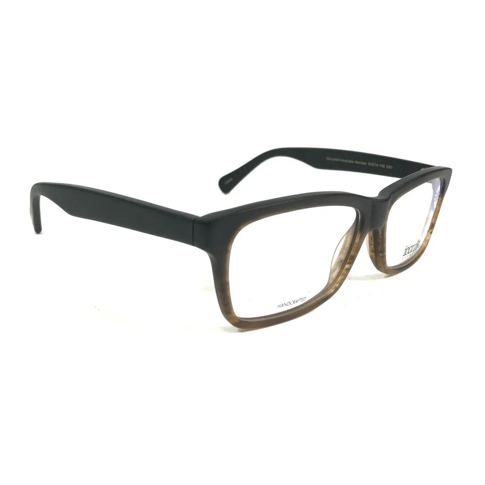 Iconik Eyeglasses Frames Harrison C01 Black Brown Rectangular Full Rim 55-14-145